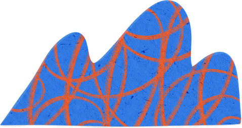 Scribbled Blue and Orange Wavy Top Paper Cut-out